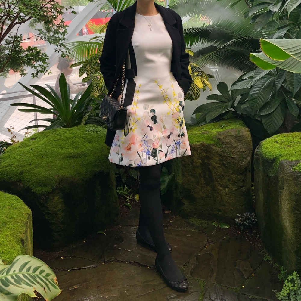 Ted baker floral hem white dress